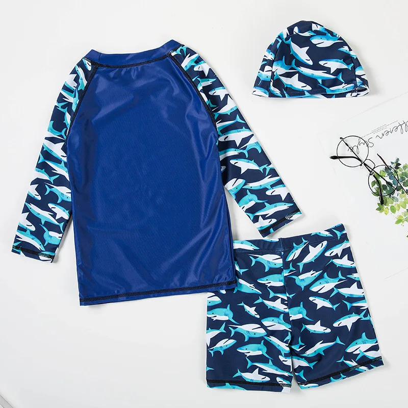 

2020 children's long-sleeved swimsuit boys split quick-drying sunscreen suit surf suit student swimming trunks