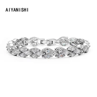 aiyanishi 18k gold filled 9 5mm tennis bracelets marquise sona diamond wedding bracelets for women created sapphire bracelets