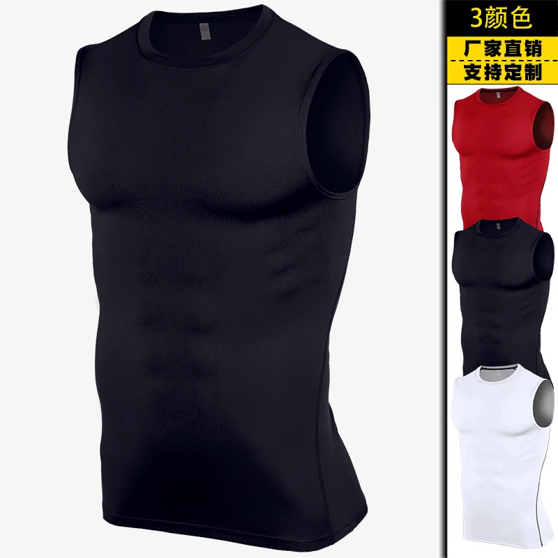 Summer Men Sport Shirts Elastic Quickly Dry sleeveless Sweatshirt Vest Jogger Exercise Workout Running Casual Shirt Sportswear