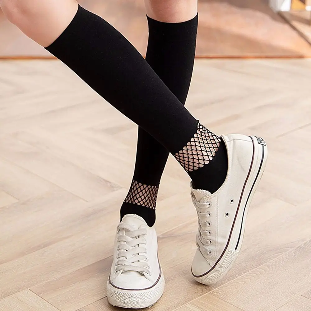 

Japanese JK velvet tube socks female mesh hollow college style calf socks all-match knee-length socks candy color stockings