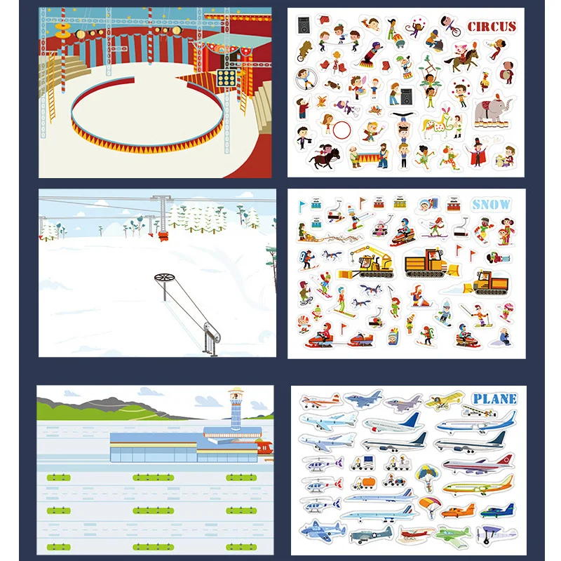 Многоразовые наклейки книга игра коллекция дети развивающие игрушки для детей