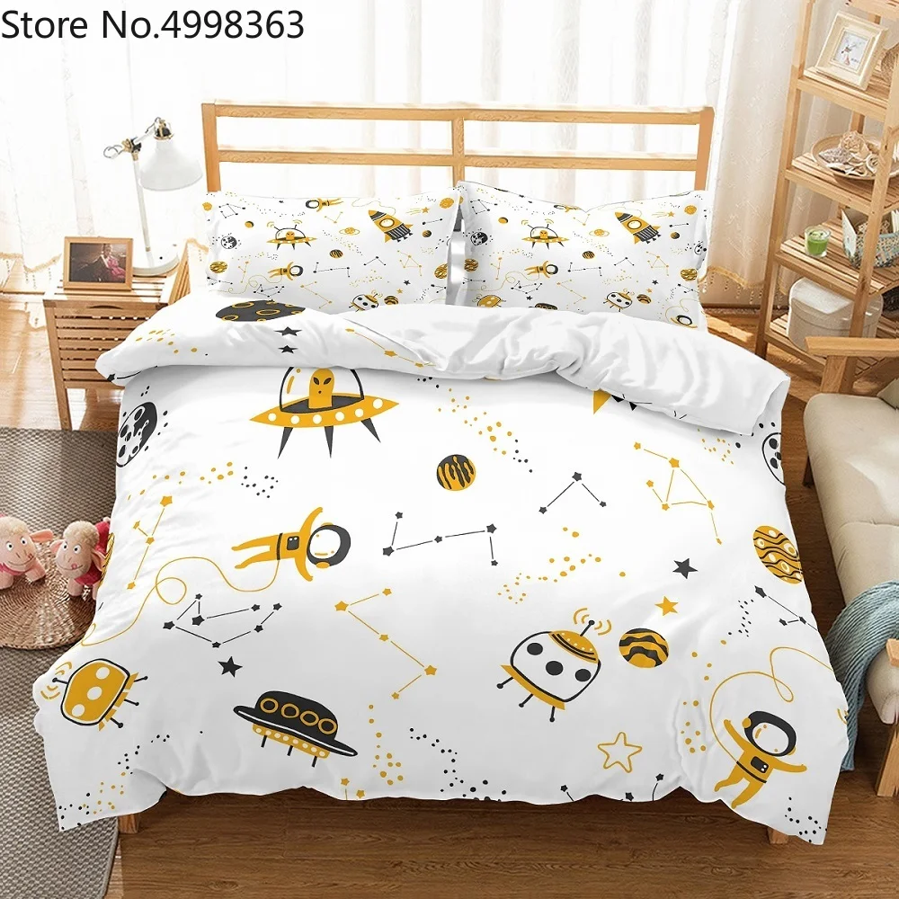 2/3 шт. Комплект постельного белья с рисунком космоса ракеты космический корабль