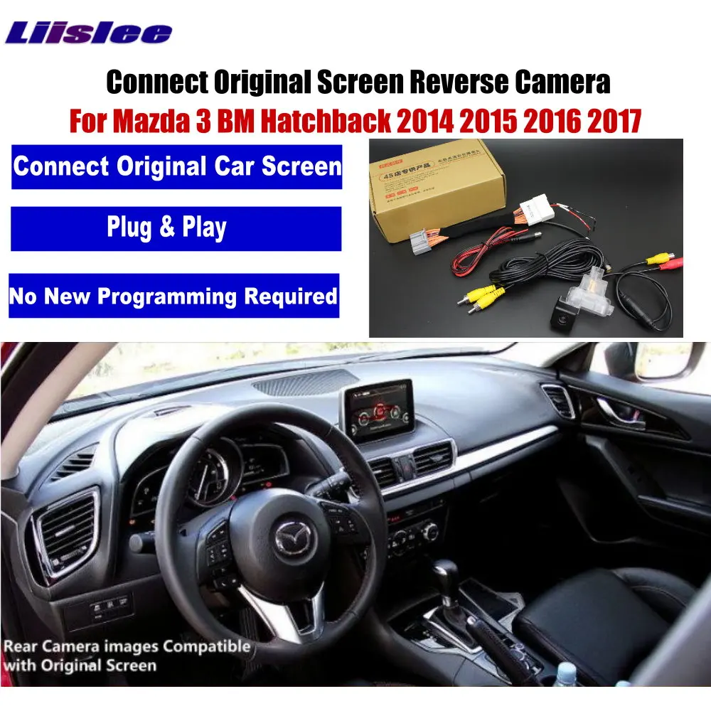 Car Rear View Reverse Camera For Mazda 3 Mazda3 BM BN Hatchback 2013 2014 2015 2016 2017 2018 Compatible Original Screen CAM