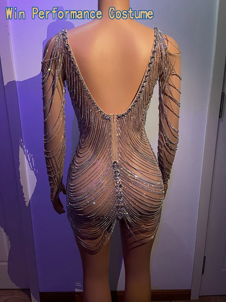 Яркий прозрачный комбинезон Стразы с длинными рукавами сексуальные леггинсы