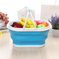 portable foldable storage basket shopping basket square folding basket laundry baske storage basket for fruit and vegetable
