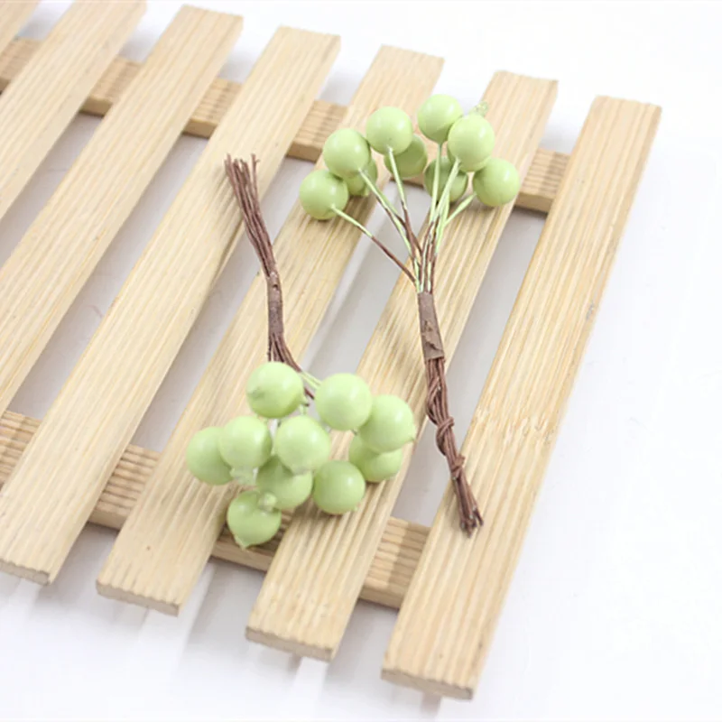 light green 10 шт мини пластиковые искусственные ягоды небольшая футболка с вишневым принтом фруктов ручной работы материал вспомогательного оборудования DIY Подарочная декоративная коробка - Цвет: light green