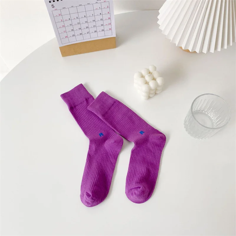 

Fashion Cotton Knitted Women's Socks Solid Harajuku Vintage Streetwear Long Sock Japan Style Kawaii Cute Crew Sock Autumn Winter