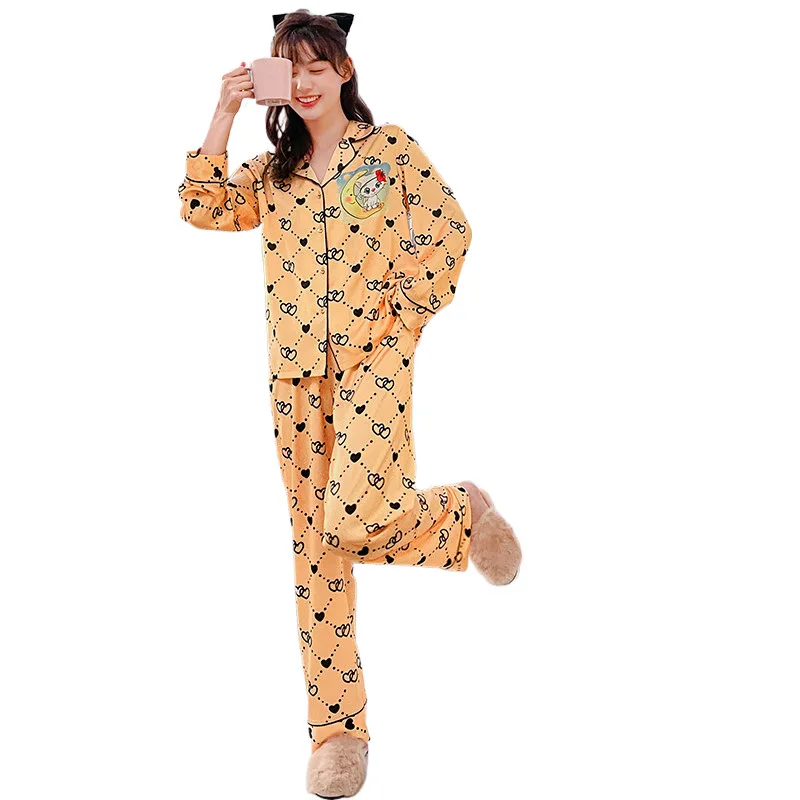 

Chiffon Ladies Pajamas Spring Thin Section Long-Sleeved Trousers Tracksuit Fashion Suit