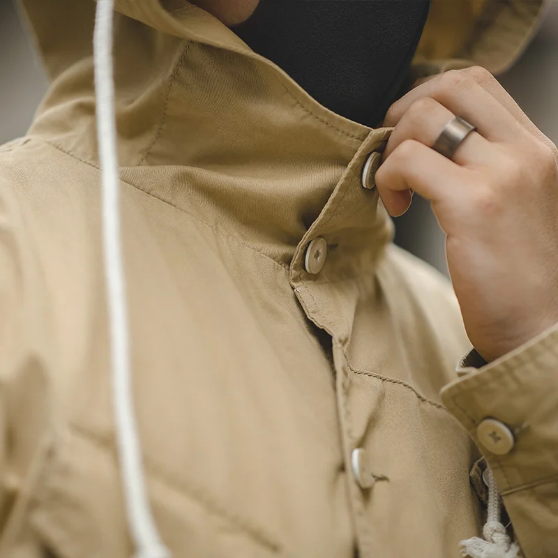 Мужская хлопковая куртка Maden винтажная цвета хаки с несколькими карманами