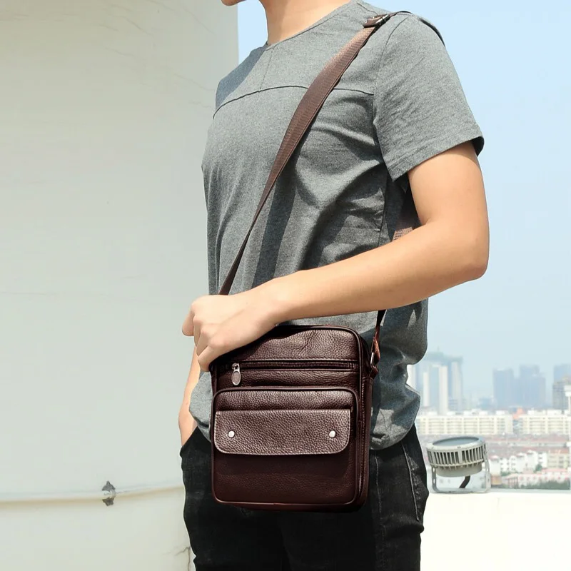Новая Винтажная коричневая мужская сумка через плечо тонкая Сумка тоут из