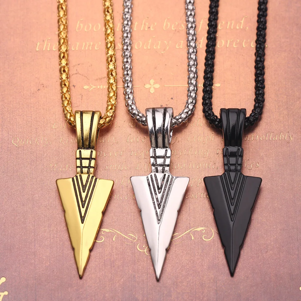 

Men's Design Metal Black Long Necklace Arrow Pendant Jewelry Chain Hip Hop Punk Rock Necklace Jewelry Gift For Couple