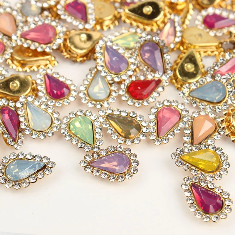 50 шт. в форме капли цветов пришивные стразы с кристаллами плоская задняя Стразы