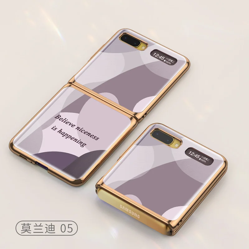 

For Samsung Galaxy Z flip folding mobile phone case Creative plain leather f7000 tide brand mobile phone protective case