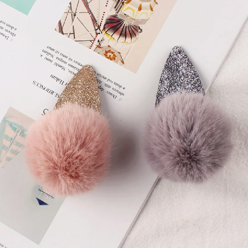 Помпон для волос из мягкого искусственного меха помпон зажим ВВ заколка
