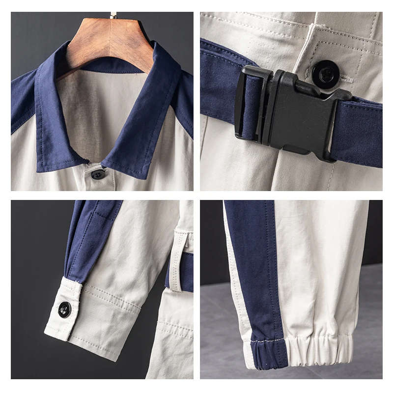 

2020 Spring Fall Autumn Men's Jumpsuit Overalls Casual Fashion One Piece Rompers Men Streetwear Male Long Pants Trouser Clothes