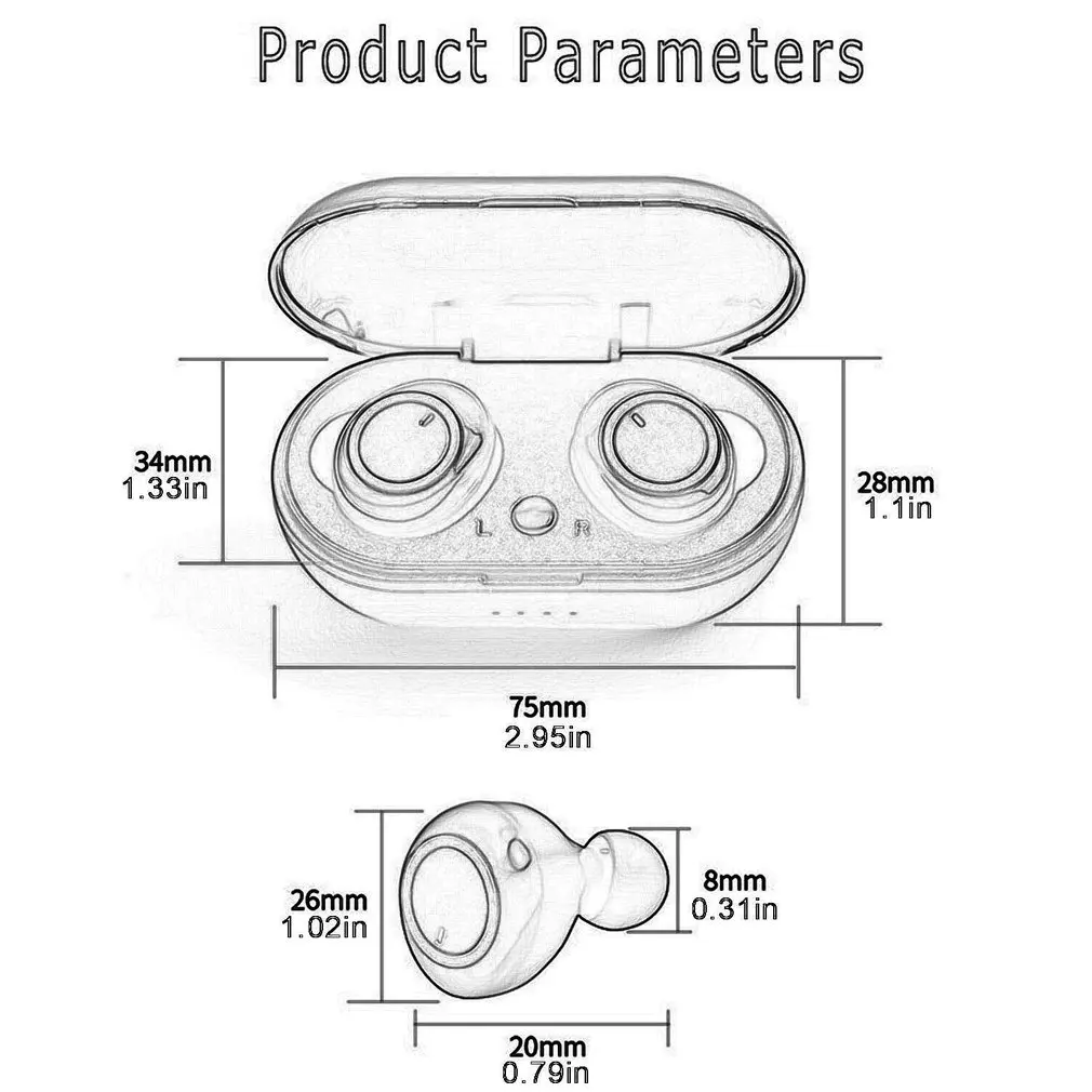 

Sports Wireless Earphone 5.0 With Charging Compartment Sports Earbud Headphones With Microphone Headset