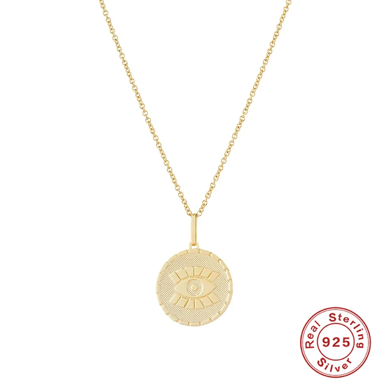 

AIDE Simple Vintage Carved Necklace For Women Fashion Gold Silver Star Moon Sun Eye Pattern Pendant Long Necklaces Boho Jewelry