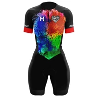 agah macaquinh women triathlon skinsuit short sleeve jumpsuit cycling jersey sportwear bodysuit kit mtb summer bike suit running