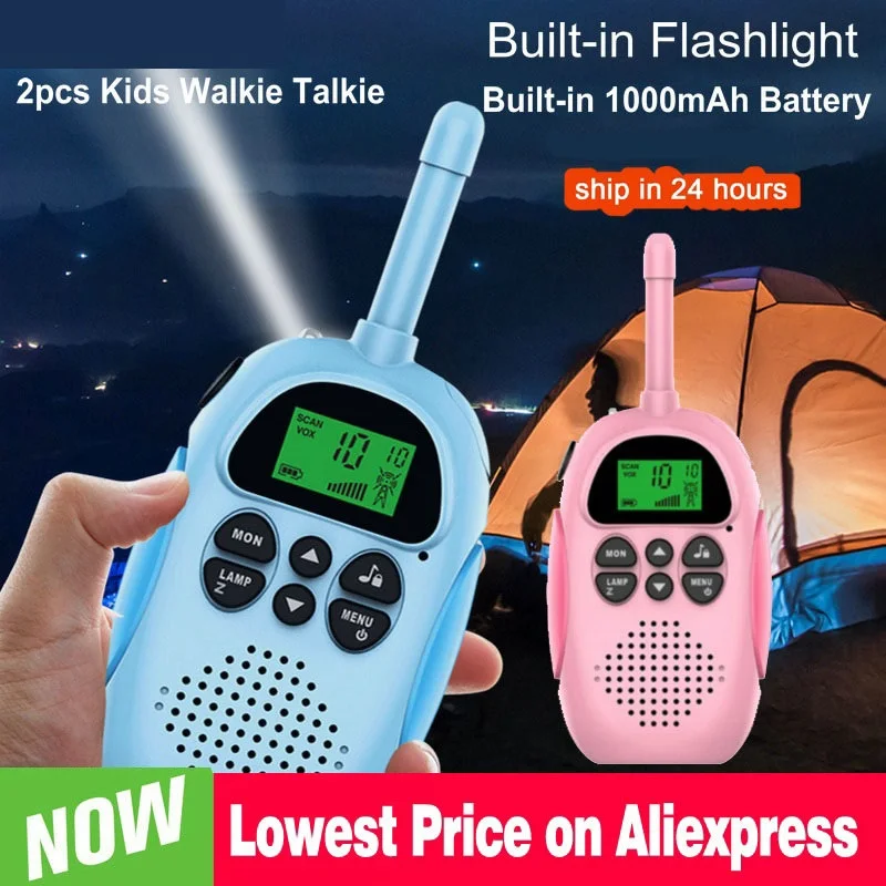 

Walkie Talkie Kids Built-in 1000mAh Battery 2 Pcs Children's Radio Walkie-Talkie Kids Birthday Gift Toy For Boy Girl 3~5KM Range