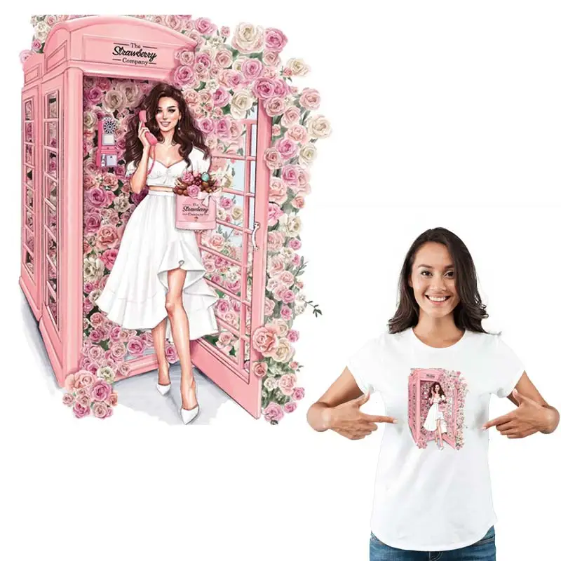 Переводные термонаклейки Клубничная девушка новинка модная моющаяся сделай сам