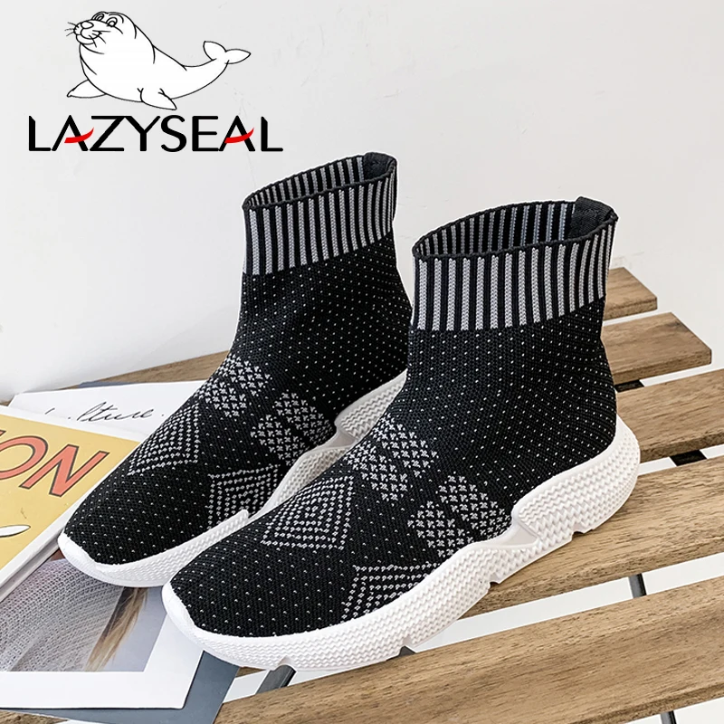 LazySeal ботильоны на не сужающемся книзу массивном каблуке Повседневная обувь из