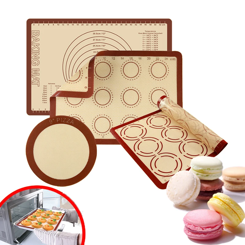 

Reusable Silicone Baking Mat Set With Scale Rolling Dough Non-stick Baking Mat Fondant Bakeware Macaron Cookie Pad Cooking Liner