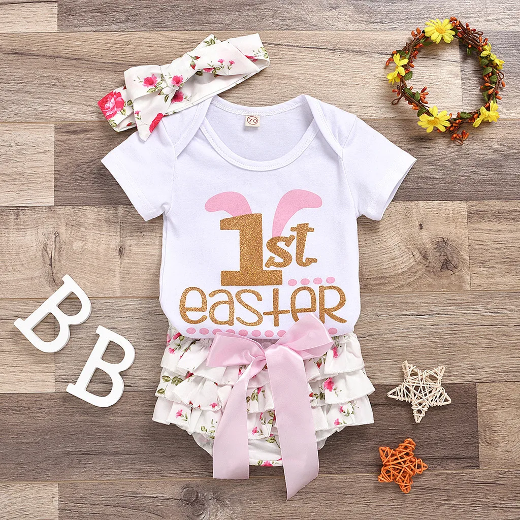 1 я Пасхальная Одежда для новорожденных комбинезон с пасхальными буквами