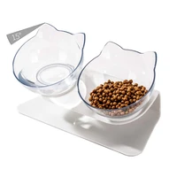 double dog cat bowls with raised stand 15 degree tilted design neck guard stand raised pet food water feeder bowl for cats dogs