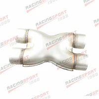 new universal 2 5 dual inlet outlet exhaust crossover x pipe aluminized steel