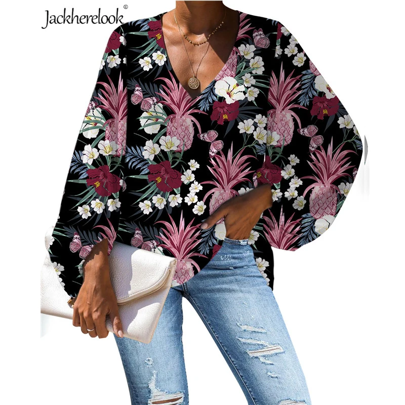 

Jackhereluk синяя летняя блузка с принтом павлина женская модная одежда с v-образным вырезом шифоновые блузки больших размеров стильная пляжная ...