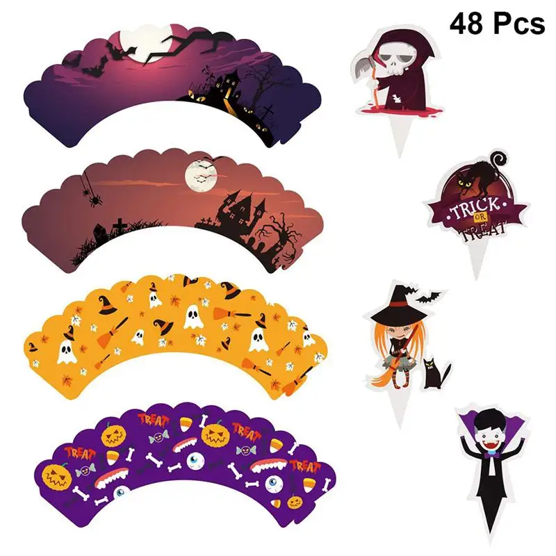 48 шт. тематические украшения для Хэллоуина|Товары тортов| |