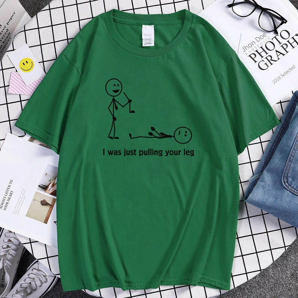 Футболка I Was Just Taking Your Leg забавная Хлопковая мужская футболка с рисунком