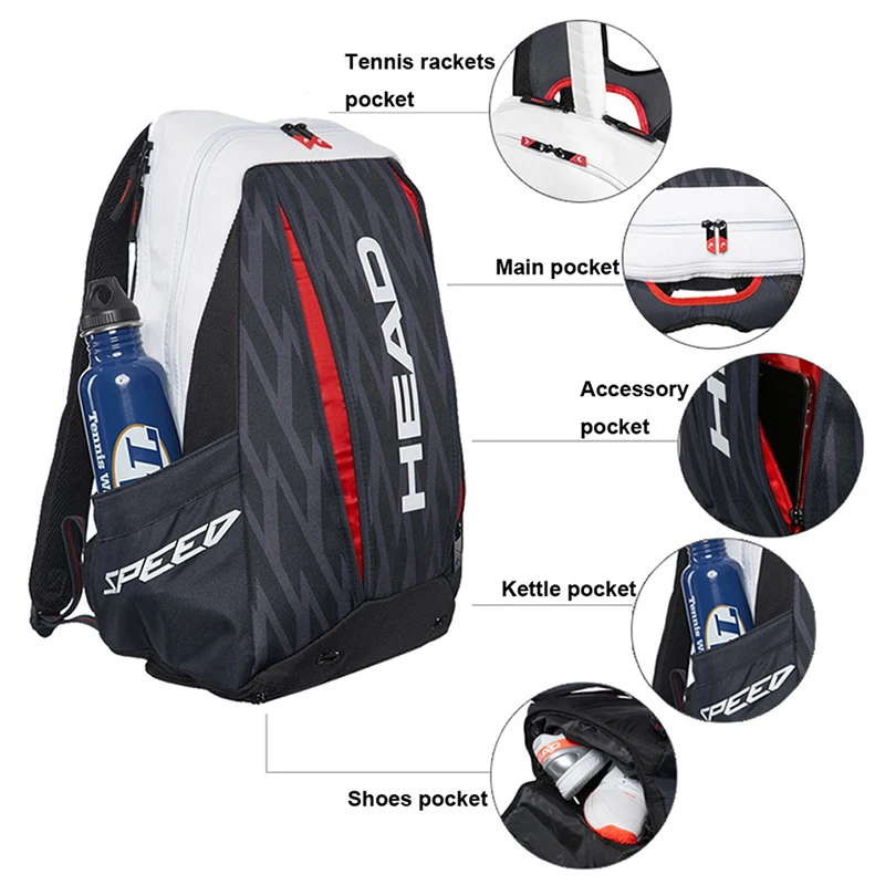Сумка для тенниса Head от бренда Djokovic HEAD, сумка для теннисной ракетки, рюкзак для ракеток, теннисный рюкзак для ракеток, оригинальная сумка для теннисной ракетки HEAD