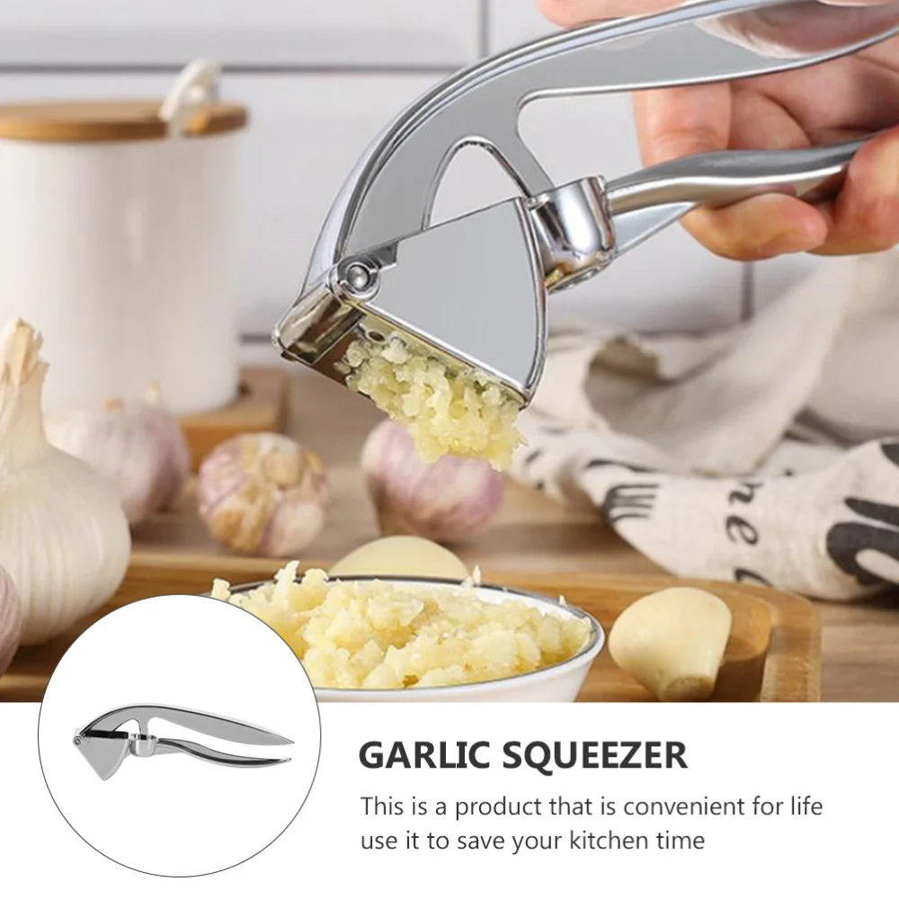 

1pc Stainless Steel Garlic Press Practical Garlic Squeezer Kitchen Tool (Silver)