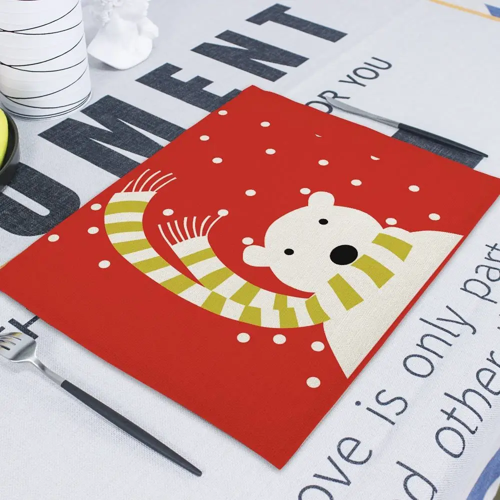 Салфетка для стола с Санта-Клаусом 42*32 см пингвин Рождественское украшение