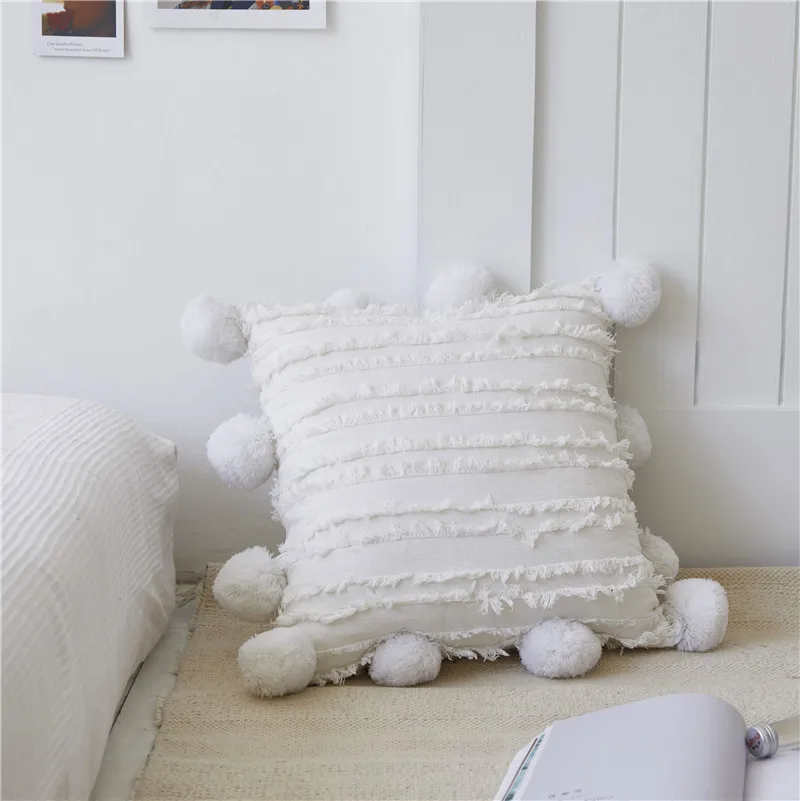 

Nordic Cotton Pillowcase Three-dimensional Plush Jacquard Wool Pillow Cover Home Decoration Pillow Case For Hotel Sofa Cushion
