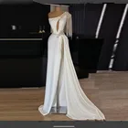 Женское вечернее платье со шлейфом, элегантное белое платье на одно плечо с бахромой и высоким разрезом сбоку, сексуальное платье для выпускного вечера