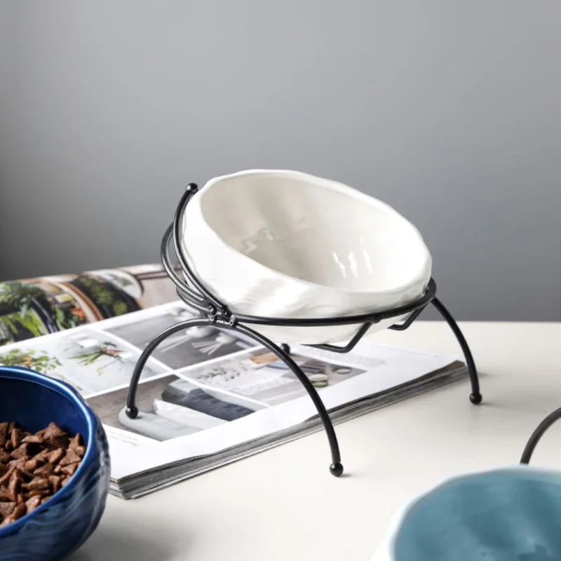 Керамическая чаша для домашних животных VOVPET наклонная железная рама