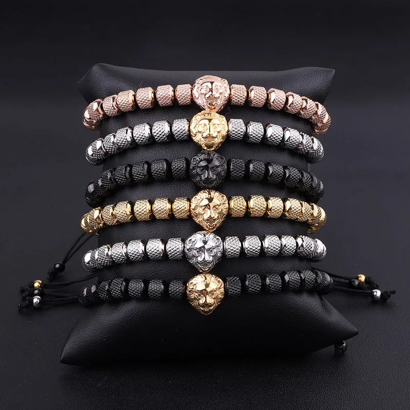 

New Design High Quality Stainless Steel Beads Crown Charm Friendship Custom Macrame Adjustable Beads Bracelet For Men