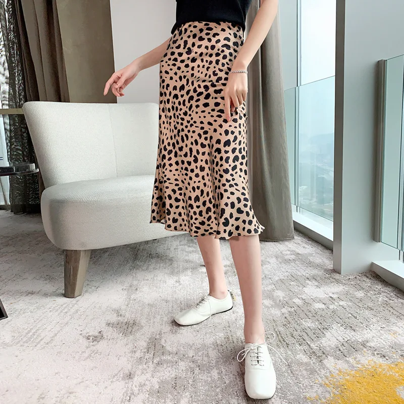 Женская миди юбка Дикие Вещи Леопардовый принт сексуальный Эластичный Высокая