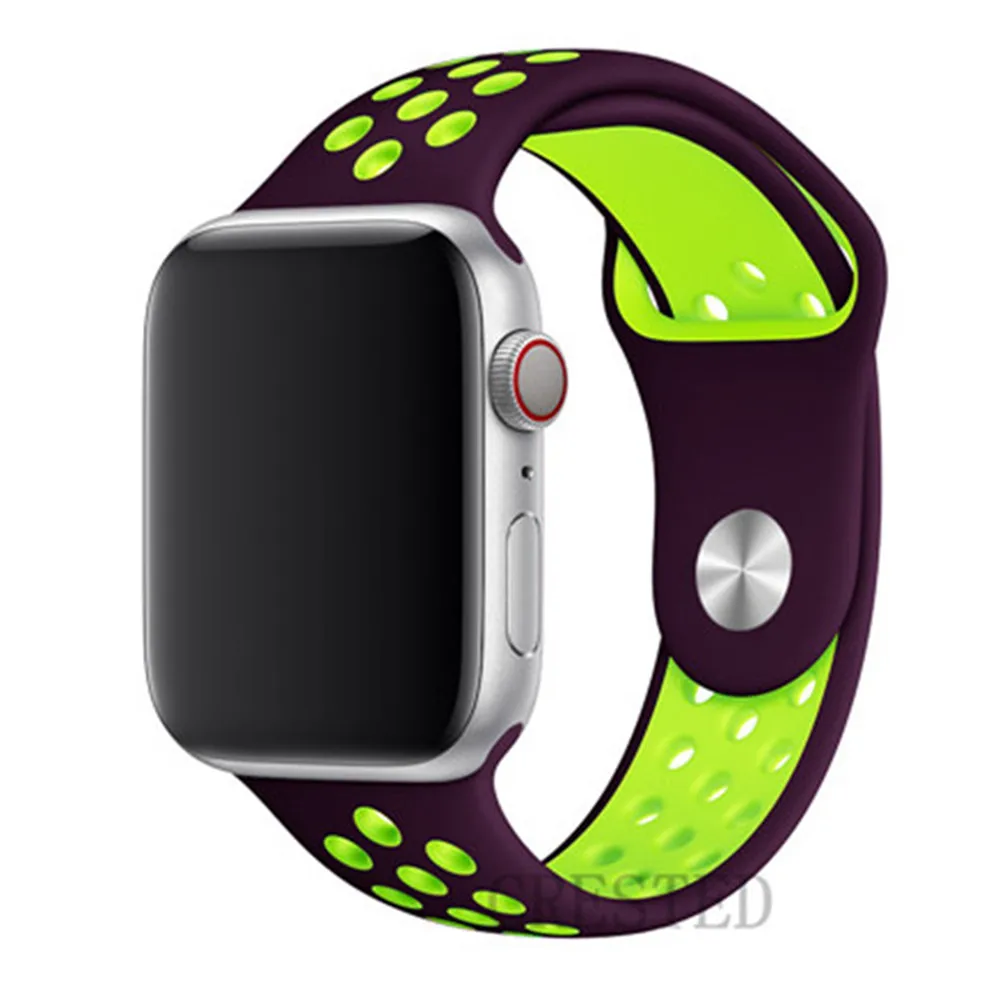 purple green 5 Спортивный ремешок для apple watch band 44 мм/40 мм apple watch 5 4 3 band iwatch band 5 42 мм/38 мм correa браслет ремень аксессуары для часов - Цвет ремешка: purple green 5