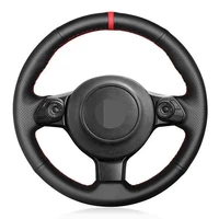 car steering wheel cover hand stitched non slip black genuine leather for toyota 86 2016 2017 2018 2019 subaru brz 2016 2017