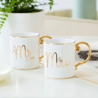 mug scandinavian style gold letter couple mug creative gold handle ceramic mug simple coffee cup breakfast cup milk cup b200101