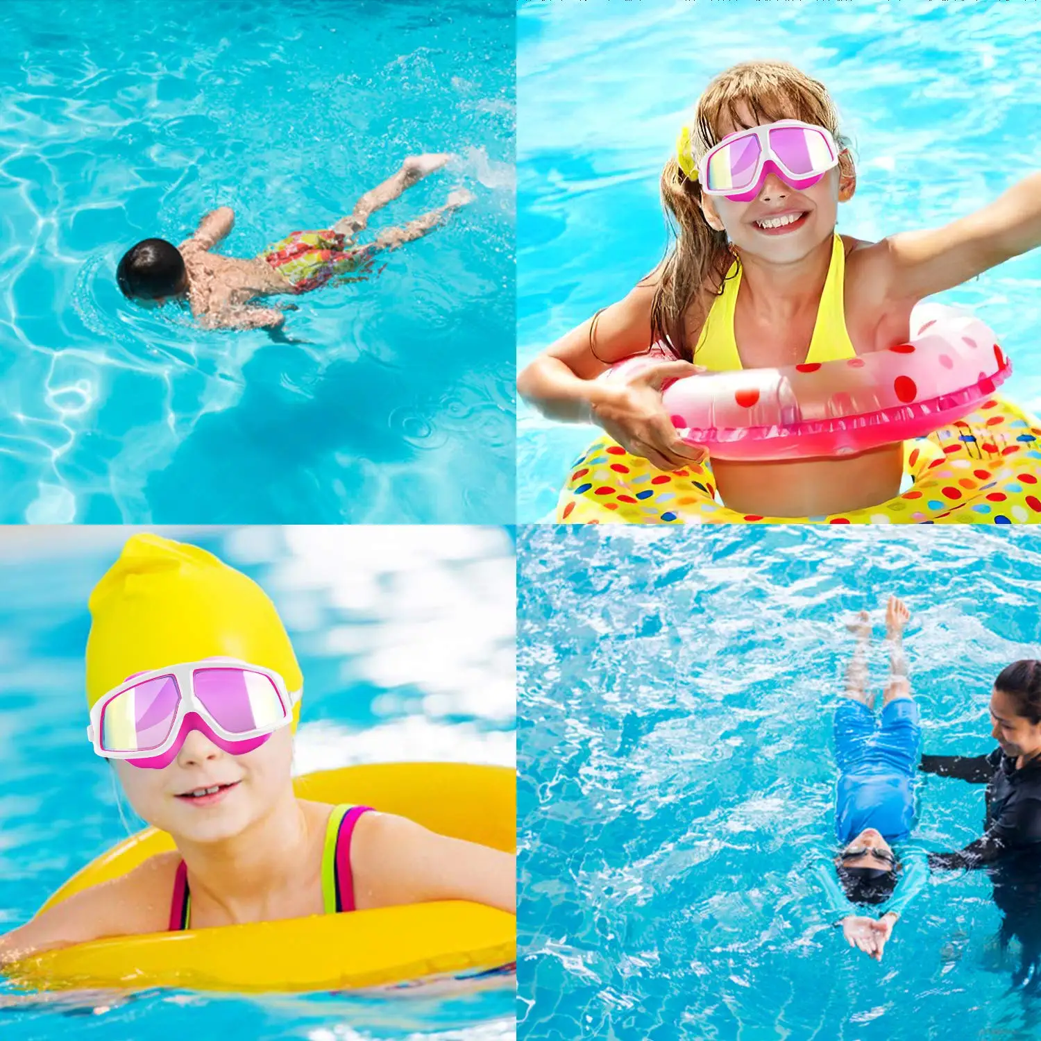 Детские очки для плавания прозрачные без протекания анти туман УФ защита