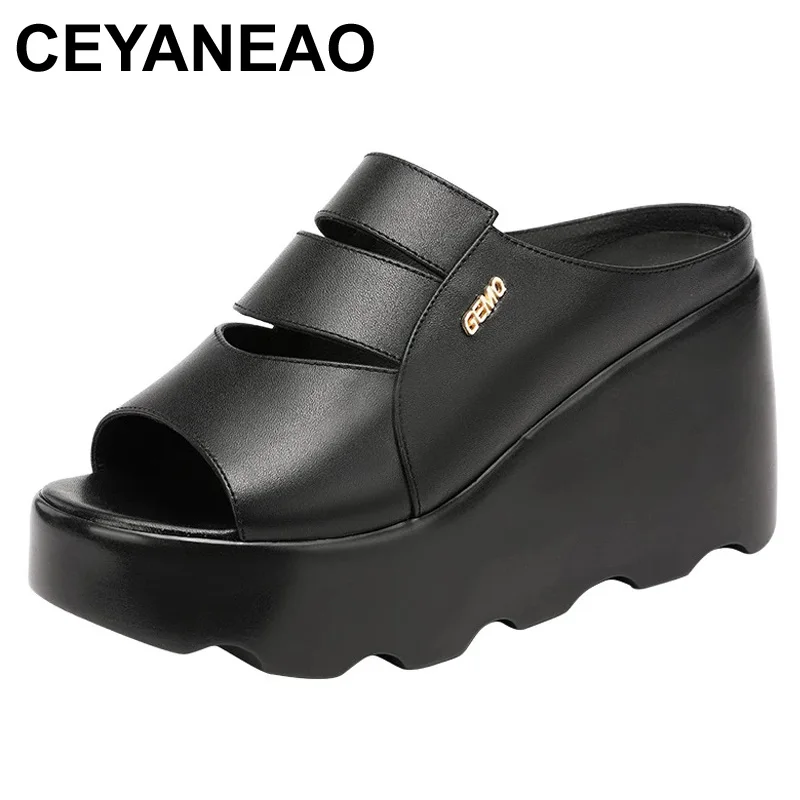 

CEYANEAOHigh Heel Wedges Heel Sandal Women 2021 Summer New Red Black Thick Bottomed Platform Fashion Soft Bottomed White Sandals