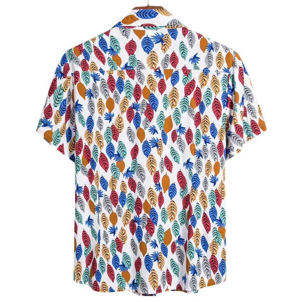 Мужская Этническая рубашка с коротким рукавом Повседневная гавайская принтом