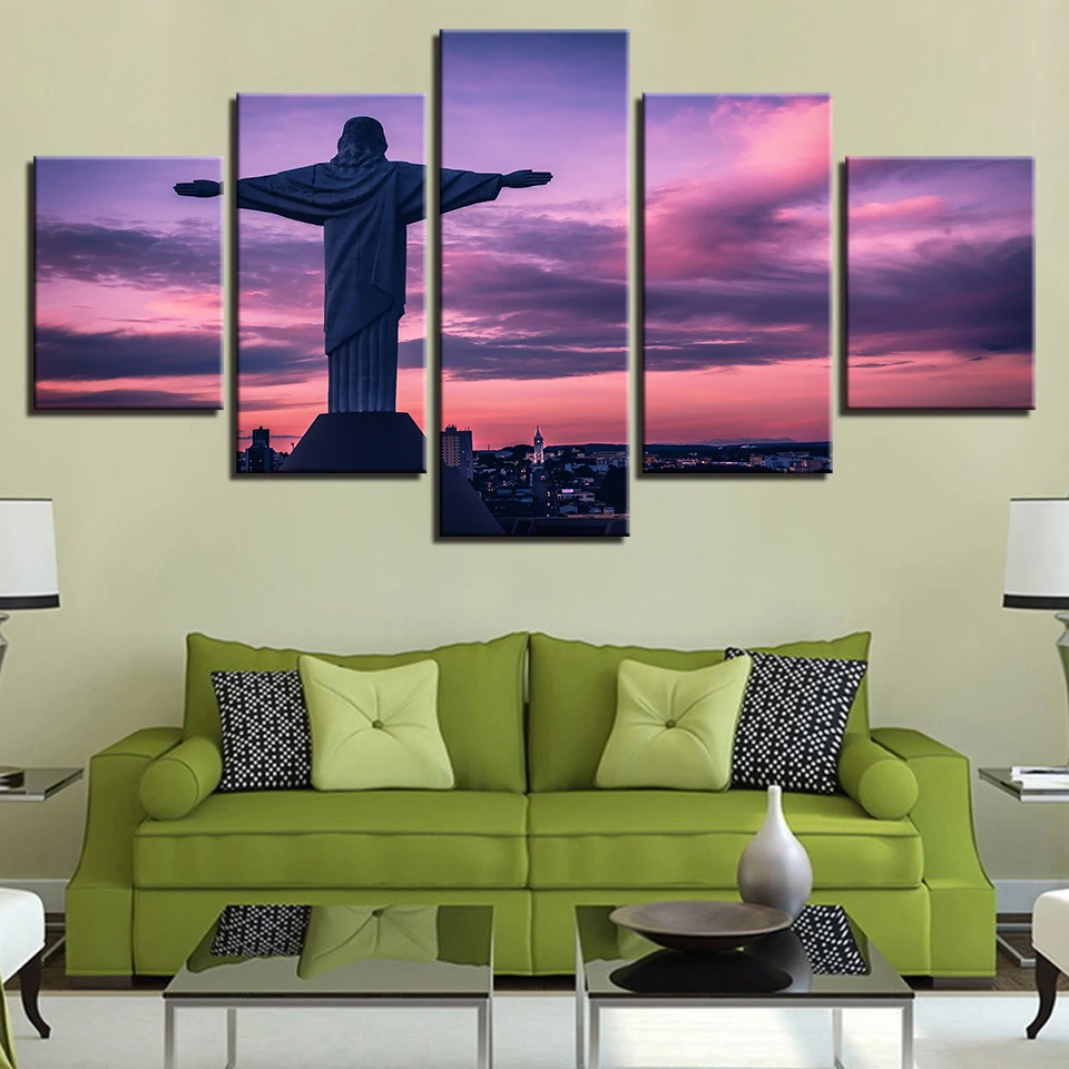 Картина ночного города здания Холст Нью Йорк Лондон фермерский дом Декор