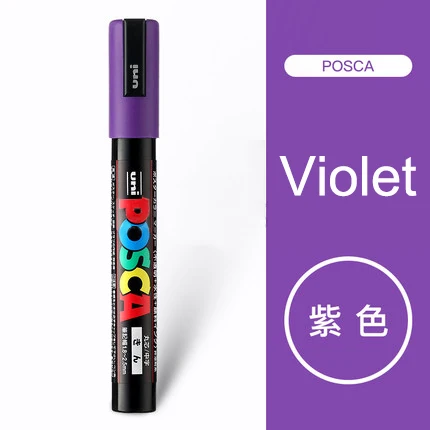 Purple 1Pcs Uni Posca PC-5M маркеры для рисования Средний наконечник 1,8 мм-2,5 мм 17 цветов для школы, офиса, художественные маркеры японские товары для рукоделия 1 шт - Цвет: Purple 1Pcs