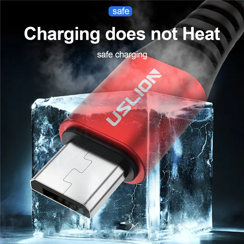 USLION 3A Micro USB быстрый заряд кабеля USB кабель для передачи данных провод для Samsung Xiaomi Redmi Note 4 5 Android кабель Microusb Быстрая зарядка