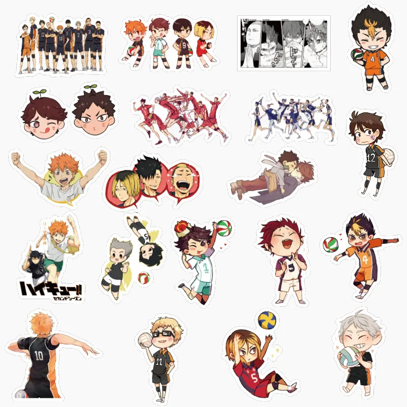 &iexcl;A 10/50 Uds Haikyuu! Pegatinas japonesas de anim&eacute;, pegatina de voleibol para colocar en maleta para port&aacute;til, tel&eacute;fono, nevera, motocicleta y coche-2